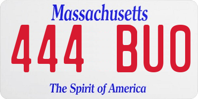 MA license plate 444BU0