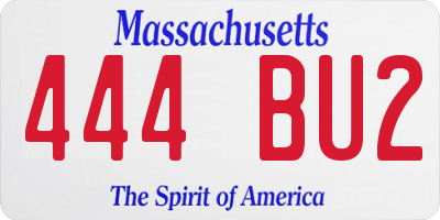MA license plate 444BU2