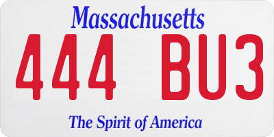 MA license plate 444BU3