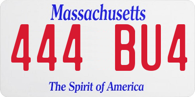 MA license plate 444BU4