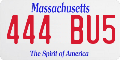 MA license plate 444BU5