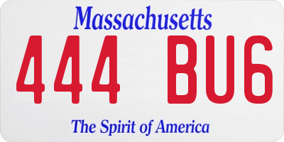 MA license plate 444BU6