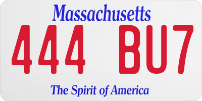 MA license plate 444BU7