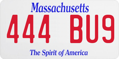 MA license plate 444BU9