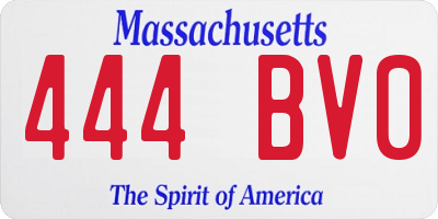 MA license plate 444BV0
