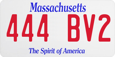 MA license plate 444BV2
