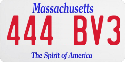 MA license plate 444BV3