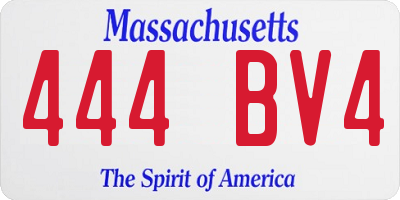 MA license plate 444BV4