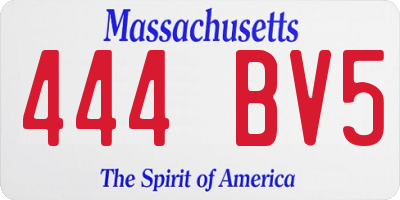 MA license plate 444BV5