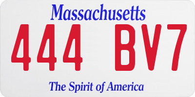 MA license plate 444BV7