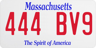 MA license plate 444BV9