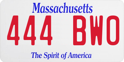 MA license plate 444BW0