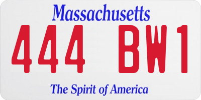 MA license plate 444BW1