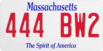 MA license plate 444BW2