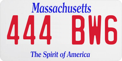 MA license plate 444BW6