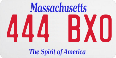 MA license plate 444BX0
