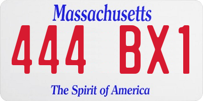 MA license plate 444BX1