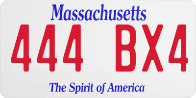 MA license plate 444BX4