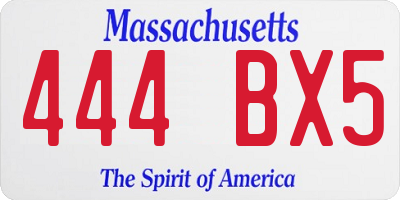 MA license plate 444BX5