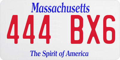 MA license plate 444BX6