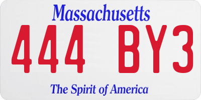 MA license plate 444BY3