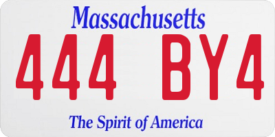 MA license plate 444BY4
