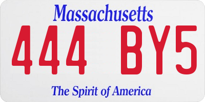 MA license plate 444BY5