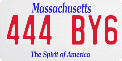 MA license plate 444BY6