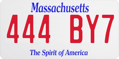 MA license plate 444BY7