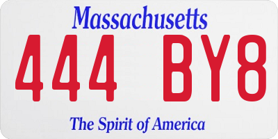 MA license plate 444BY8