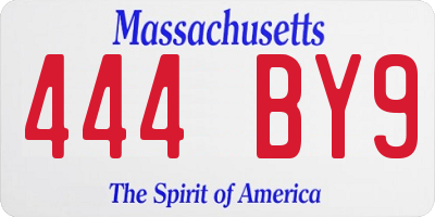 MA license plate 444BY9