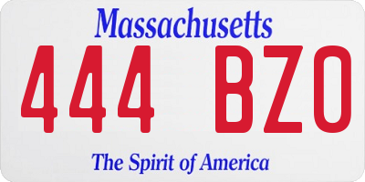 MA license plate 444BZ0