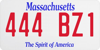MA license plate 444BZ1