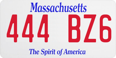 MA license plate 444BZ6