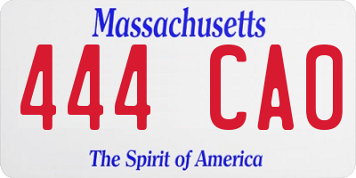 MA license plate 444CA0