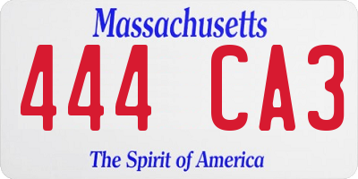 MA license plate 444CA3