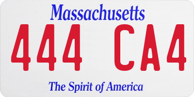 MA license plate 444CA4