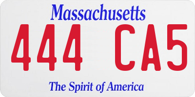 MA license plate 444CA5