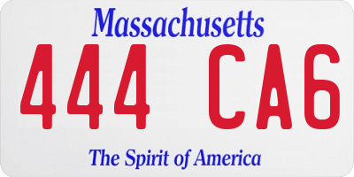 MA license plate 444CA6