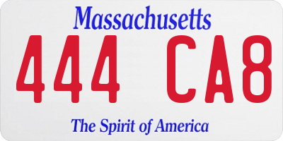 MA license plate 444CA8