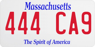 MA license plate 444CA9