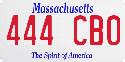 MA license plate 444CB0