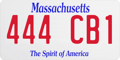 MA license plate 444CB1