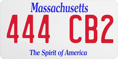 MA license plate 444CB2