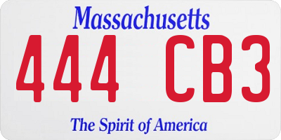 MA license plate 444CB3