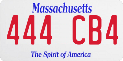 MA license plate 444CB4