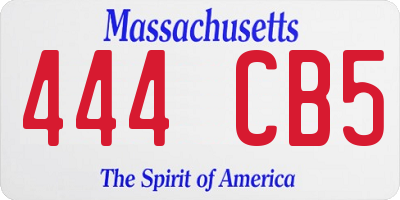MA license plate 444CB5