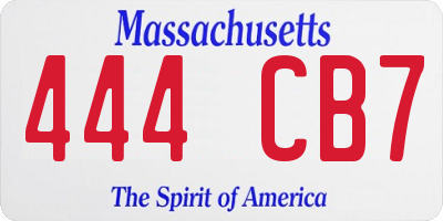 MA license plate 444CB7