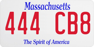 MA license plate 444CB8