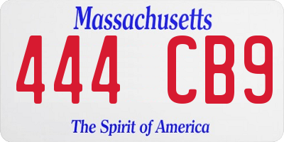 MA license plate 444CB9